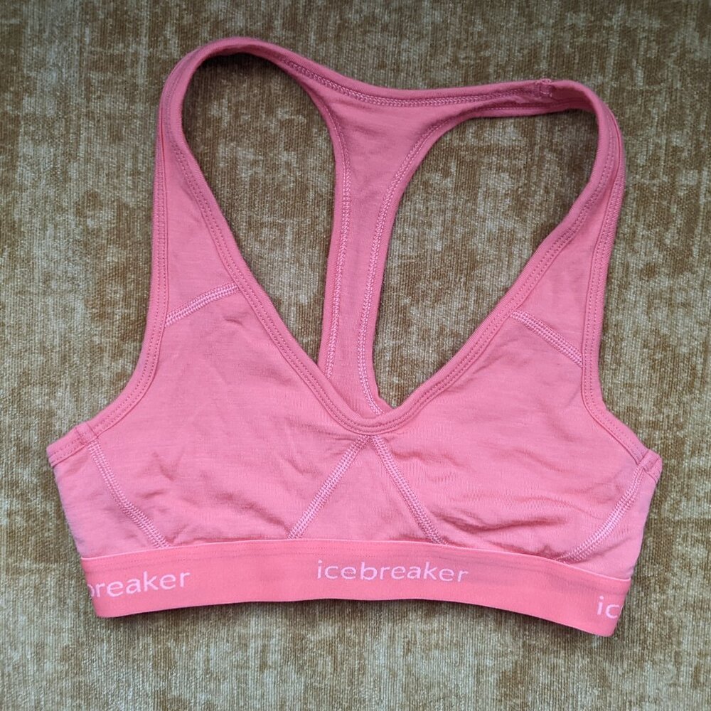 Icebreaker Sprite Merino Wool Racerback Bra in Tang XS